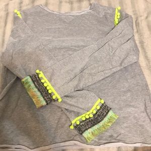 Cute yellow Pom Pom accent sweatshirt